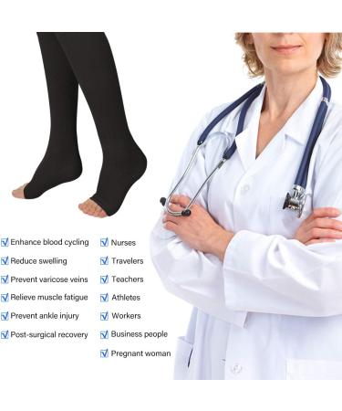 Evolyline 3 Couple Compression Stockings for Men & Women - Medical Support Socks for Leg Pain Varicose Veins & Thrombosis - Open Lace Design - Black S-M - Buy Online on SooperMarket.com