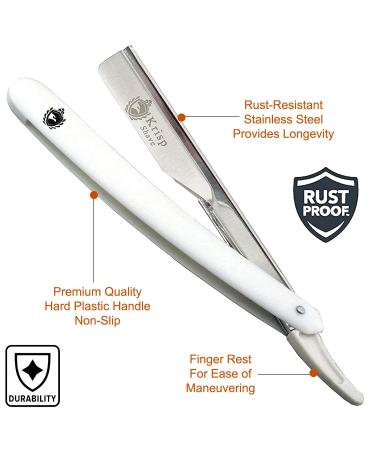 Krisp Beauty Classic Straight Edge Barber Razor - Professional Shavette for Close Shaving | Salon Quality Beard Grooming with 10 Blades - Buy Online on SooperMarket.com