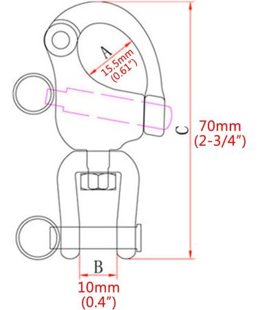 NRC&XRC Pair Jaw Swivel Snap Shackle 316 Stainless Steel for Sailboat Spinnaker Halyard & Diving 2-3/4 - High-Quality Stainless Steel Snap Shackle - Buy Online on SooperMarket.com