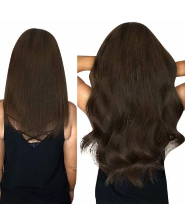 Shop Laavoo Brown Clip-In Extensions | 135g Real Remy Hair Dark Brown #4 55cm 7PCs - Premium Quality Hair Extensions - Buy Online on SooperMarket.com