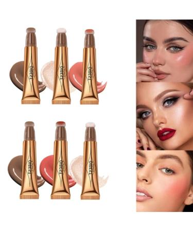 Liquid Contour Beauty Wall | Long-Lasting Face Highlighter & Bronzer Stick | 3PCS Shimmer Cream Makeup with Pillow Applicator - Buy Online on SooperMarket.com
