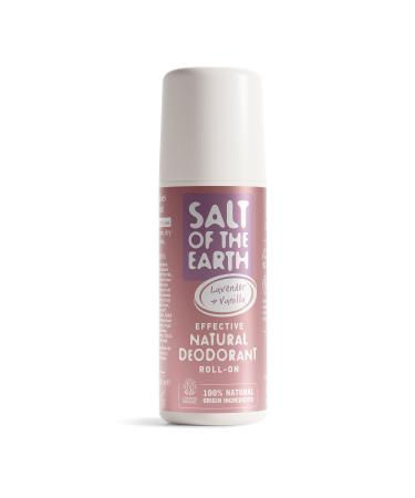 Salt of the Earth Natural Deodorant Roll On Lavender & Vanilla - 100% Natural Ingredients Effective Protection Vegan Cruelty Free - Suitable for Women Men & Kids - 75ml