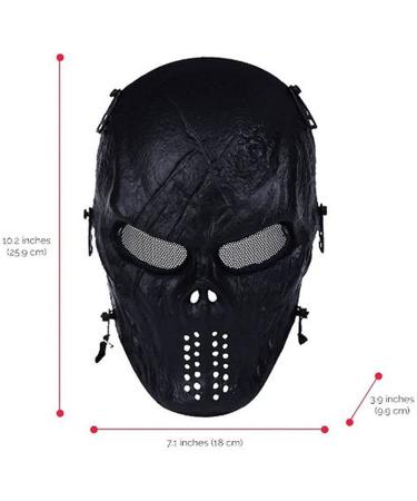 Scary Halloween Skull Airsoft Mask with Metal Mesh Eye Protection - Perfect for War Games, Cosplay, and Parties - Buy Online on SooperMarket.com