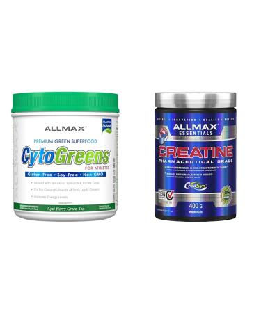 CytoGreens - Acai Berry Green Tea - 60 serving 535-gram & ALLMAX Nutrition - Creatine Monohydrate Micronized Creatine Powder for Strength and Muscle Recovery Gluten Free & Fast Absorbing 400g
