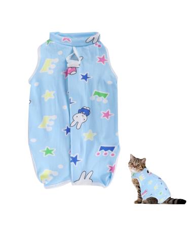 NiCola Cat Professional Recovery Suit for Abdominal Wounds or Skin Diseases E-Collar Alternative for Cats After Surgery Wear Kittens Physiological Clothes (Blue M) M Blue