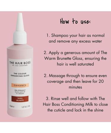 The Hair Boss Warm Brunette Colour Enhancing Gloss 150ml - Semi-Permanent Hair Treatment - Buy Online on SooperMarket.com