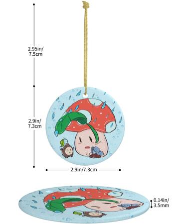 YYHHAOFA Sunflower Seeds and Mushroom Prints Christmas Ceramic Round Pendant Decoration - Festive Hanging Ornament for Stores and Homes -2.9 in - Buy Online on SooperMarket.com