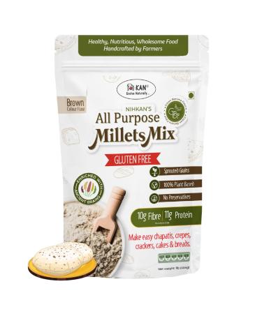NIHKAN All Purpose Millets Mix - 454g (1lb) | Gluten free Brown Chapati Flour| Dough mix of Sprouted Millets with Green Banana Flour for High Protein Meals | Power of ancient grains