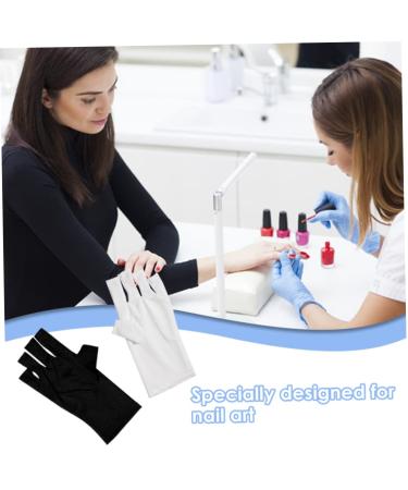 Anti UV Gloves Sunblock Gloves UV Shield Protection Fingerless Gloves for Gel Nail Lamp 1Pair Black - Buy Online on SooperMarket.com