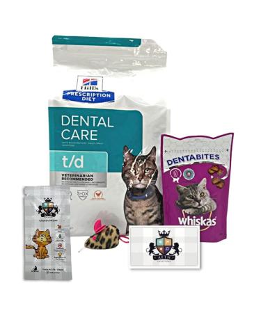 AETN Creations Support Cats Oral Health with Dry Dental Food Bundle T/D 1.5kg Dentabites Toy and AETN Chicken Treat