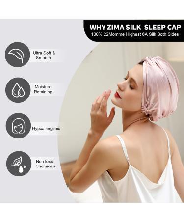 ZIMASILK 22 Momme 100% Mulberry Silk Sleep Cap - Light Plum/Pink | Silk Hair Wrap for Women | Elastic Stay On Head | Natural Hair Care Bonnet for Sleeping | One Size - Buy Online on SooperMarket.com