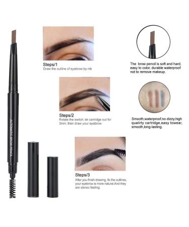 Buy Waterproof Double-Head Eyebrow Pen - 5 Color Options Triangle Tip Stencil & Brush Included - Buy Online on SooperMarket.com