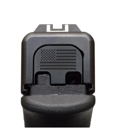 Milspin CNC Engraved Slide Back Plate for Glock Gen 1-5, Glock 17 19 21 22 23 24 26 27 29 30 31 32 34 35 36 37 38 39 40 41 | Blacked Out American Flag | Made in USA | Glock Accessories