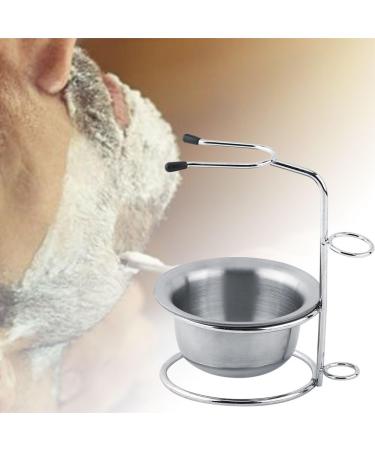 Dekaim Stainless Steel Shaving Brush Stand & Soap Dish Bowl | Manual Razor & Shaving Brush Holder | Premium Silver Shaving Accessories - Buy Online on SooperMarket.com