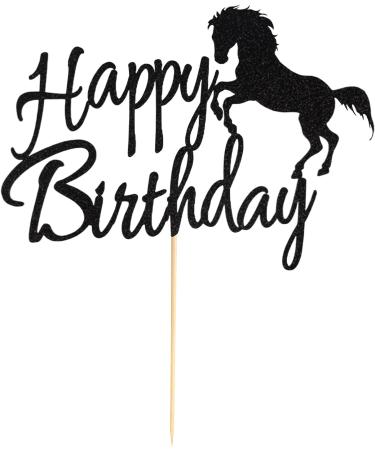 Arthsdite Horse Happy Birthday Cake Topper Horse Racing Theme Birthday Party Decoration for Boys Girls Men Women Kids Birthday Party Decoration Supplies-Black Glitter - Buy Online on SooperMarket.com
