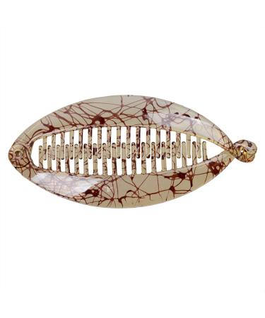 Ancllo Large banana hair clips wire strips rounded edges hair comb hair comb fish shape hair clip hair accessories for women and girls coffee brown 2 pieces