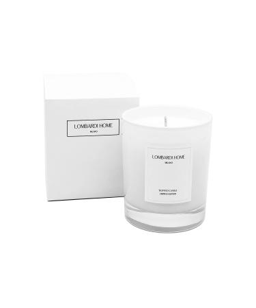 Lombardi Home - Vanilla fragrance candle in the white glass vessel - vegan and organic candle with natural soy wax - cotton - gift for home decoration - 46h burning time white