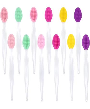 Lusofie 12 PCS Double-Sided Silicone Lip Scrub Brush Set - Exfoliating & Lightening for Men and Women - Buy Online on SooperMarket.com