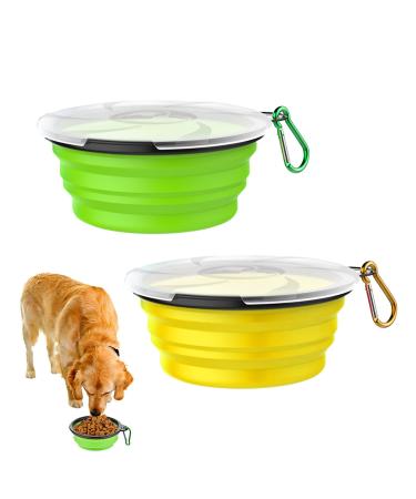 Dog travel bowls silicone foldable feeding bowls traveling bowls 350ml portable silicone leak -proof drinking taunge eating snaps water bowl dogs on the way silicone feeding dog bumps with lid carabiner 2pcs kiuiom