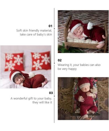 KESYOO Santa Claus Red Hat Newborn Baby Photography Romper Handmade Crochet Knitted Costume for Boys and Girls - Buy Online on SooperMarket.com