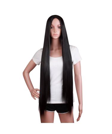 MapofBeauty 100 cm Long Straight Sexy Costume Anime Wig (Black)