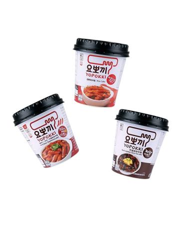 Yopokki 3 SPACK MIX rice cake in the cup - Korean Instant Rice Cake Cups - Top 3 Korean rice cake - Sharp & sweet spicy & black beans - OG Asia - 400g 3 -Ser