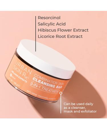 Urban Skin Rx 3-in-1 Combination Skin Cleansing Bar with Salicylic Acid - 2 oz | Daily Cleanser, Exfoliator, and Mask for Improved Skin Tone and Texture - Buy Online on SooperMarket.com