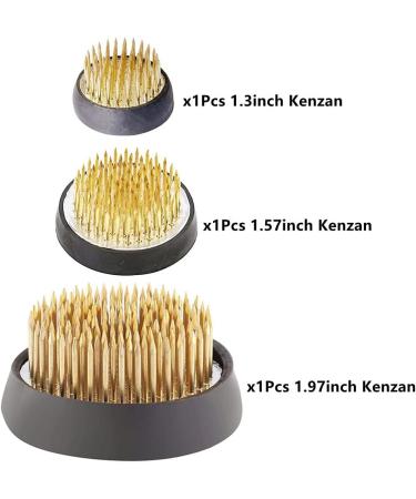 Japanese Flower Arranging Kenzan: 3 Pcs Flower Frogs in Gold - 1.3, 1.57, 1.97 Inch - Ikebana Supplies for Flower Arrangements - Buy Online on SooperMarket.com