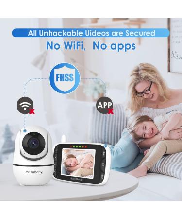 Hello Baby Monitor with Camera and Audio, LCD Display Video Baby Monitor - No WiFi, Infrared Night Vision, Temperature Screen, Lullaby, Two-Way Audio and VOX Mode (HB66) - Buy Online on SooperMarket.com