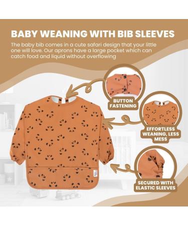 Yum Yum's Waterproof Silicone Baby Bibs with Long Sleeves | Coverall Bib for Infant Weaning | Panda Paws Design | 6-12 Months | Toddler Apron - Buy Online on SooperMarket.com