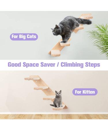 BEBOBLY Reversible Cat Climbing Shelf | Wall Mounted Cat Stairs Ladder | 4 Step | Eco-Friendly Sisal Rope | Perch Platform | Scratching Post | Activity Tree - Buy Online on SooperMarket.com