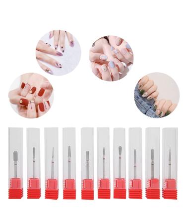 NAROOTE Nail Drill Bit Set 10Pcs Nail Drill Bits Nail Polishing Burr Manicure Pedicure Accessory Tool Set(F11-F20)