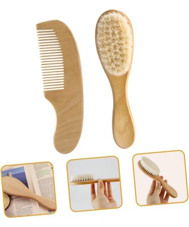 KOMBIUDA Baby Hair Brush Set - Soft Wooden Brush and Comb for Newborns and Infants - Perfect Baby Care Kit for Scalp Massage and Gifting - Buy Online on SooperMarket.com
