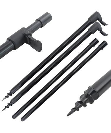 Hirisi 2 x banking sticks rod holder in different lengths 30 - 90 cm adjustable with thread and earth skewer Earth drill as rod stand holder bank stick stick rod holder aluminum 50-90 cm black
