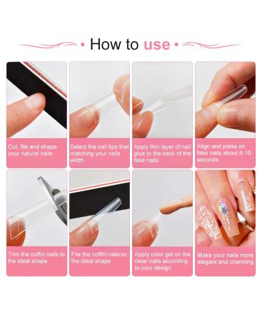 500pcs Medium Coffin Clear Acrylic Nail Tips with Acrylic Box - 10 Sizes Half Cover French False Nails for DIY Nails at Home or Salon - Buy Online on SooperMarket.com