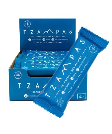 Tzampas Energierliegel Espresso (16x40g) - Energy bar made of roasted barley with espresso beans - Power bar |Energy seal cycling - organic bar vegan & without additives espresso - the maker