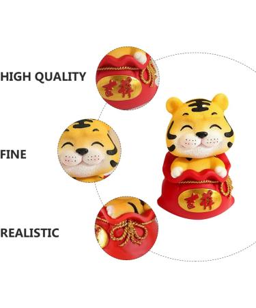 Beavorty 3 pcs year of the tiger bobble head ornament Resin Sculpture interior chinese zodiac lucky figurines good luck tiger car dashboard doll toy figure wild office God of Wealth bubble Red 1x3pcs 6X6X9.5CMx3pcs - Buy Online on SooperMarket.com