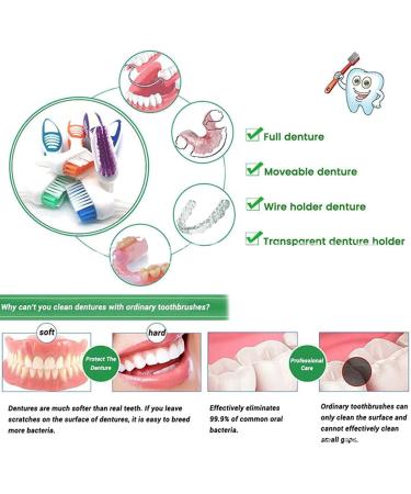 4pcs Denture Cleaning Brush Denture Brush Double-Sided Denture Cleaner with Ergonomic Handle Fashion - Buy Online on SooperMarket.com