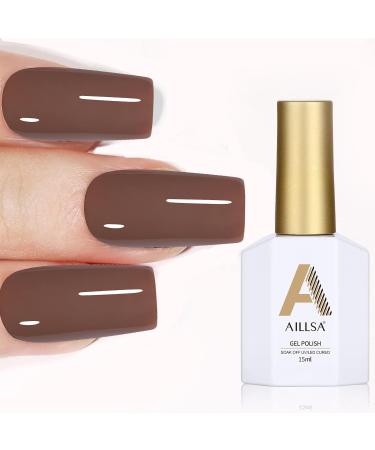 AILLSA Brown Gel Nail Polish 15 ML Coco Color Gel Polish Dark Brown Gel Nail Varnish Soak Off UV/LED Nail Lamp Autumn & Winter Color Nail Polish Salon & Home Use