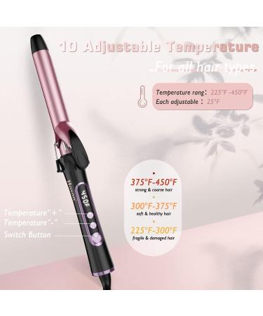 1 Inch Dual Voltage Curling Iron - 450 F Heat Professional Ceramic Tourmaline Wand (Rose Gold) - Buy Online on SooperMarket.com