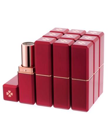 Allwon 10Pcs Red Empty Lipstick Tubes DIY Lip Balm Container (Square Tube)