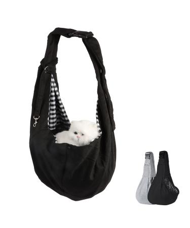 Pet Sling Carrier Hand Free Pet Carrier Dog Sling with Adjustable Shoulder Strap for Small Medium Cat Dog (Black)