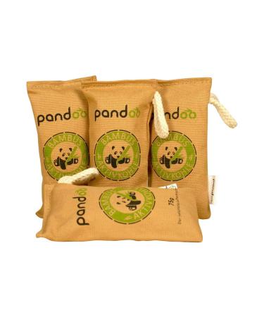 Pandoo air freshen from bamboo of course with activated carbon |Air purifier dehumidifier space freshener & odor remover for shoes car drawer apartment and suitcase (4 pieces 75 g) 4 x 75g