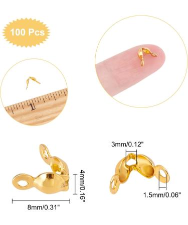 CHGCRAFT 100pcs 304 Stainless Steel Bead Tips Golden Calotte Ends for Jewelry Making DIY - 8x4mm - Buy Online on SooperMarket.com