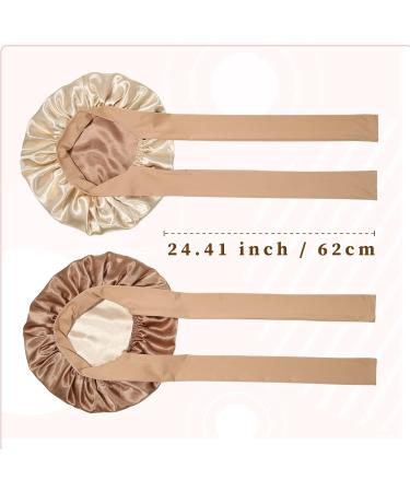 Welrog Satin Hair Hood for Women - Double-Sided Silk Bonnet for Sleeping & Hair Protection - Coffee/Beige Color - Buy Online on SooperMarket.com