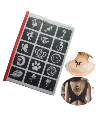Xmasir 446 Sheet Semi Permanent Tattoo Kit with Ablum Gift Henna Stencils Glitter Temporary Tattoos for Women Body Art Template