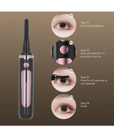 USB Rechargeable Heated Eyelash Curler Gentle and Effective Curling 4 Temperature Levels Portable with Safety Auto Power Off Compatible with Various Charging Devices - Buy Online on SooperMarket.com