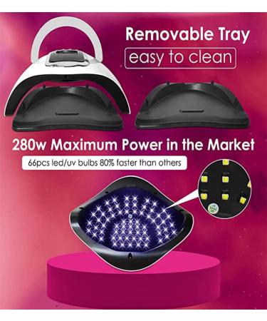 Professional UV LED Nail Lamp - 280W Gel Polish Dryer with Auto Sensor, 66 LEDs, Portable Handle - Nail Art Tools - Buy Online on SooperMarket.com