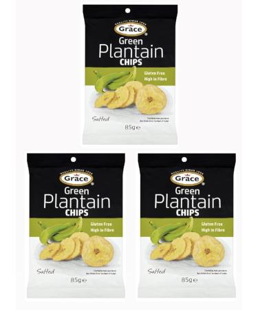 Grace Green Plantain Chips (Salted) 85g (Pack of 3) 85.00 g (Pack of 3)
