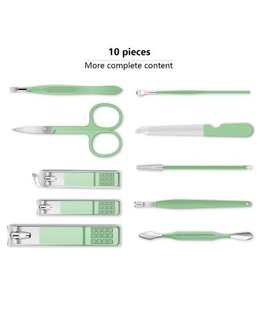 10-Part Manicure & Pedicure Set - Complete Nail Care Kit with Scissors & Clippers | Travel Beauty Essentials (Green) - Buy Online on SooperMarket.com